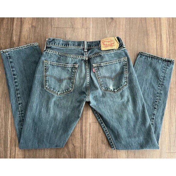 Levi's 501 Button Fly Jeans 32x34 Medium Blue Denim Straight Leg - Picture 3 of 5